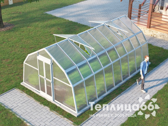 Теплица Рада Таймыр из поликарбоната, 3,5x6 метров, белая